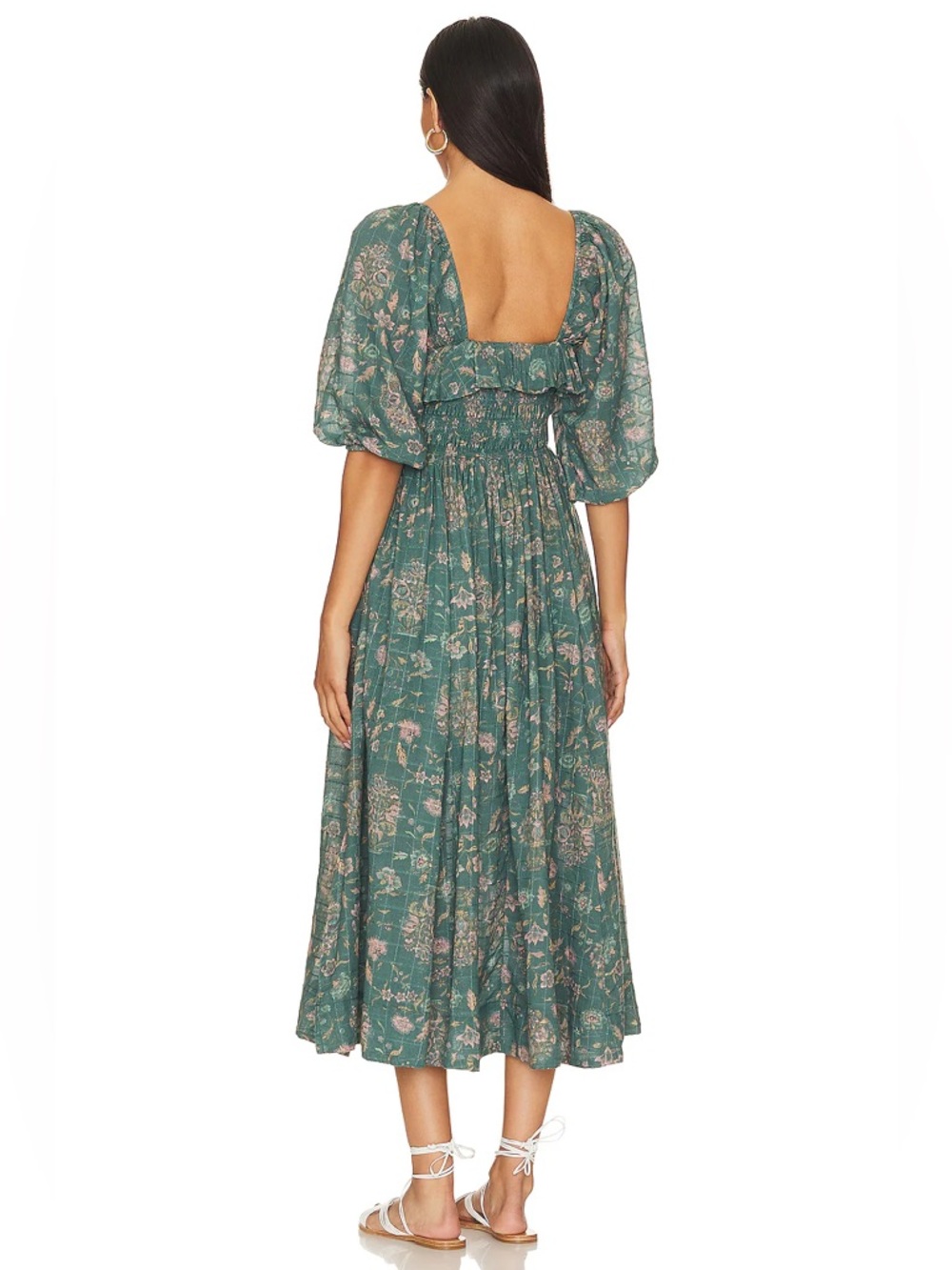 Free People Oasis Floral Midi Dress Jade Green Size Small Boho Western - Picture 15 of 17
